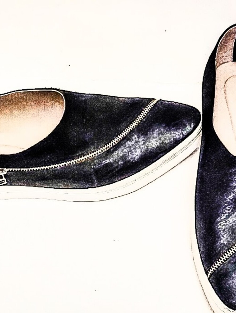 All Black Zip Shiny Sneakers EU 38